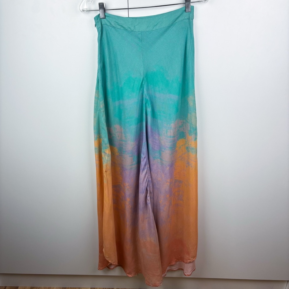 Anthropologie Bl-nk London Amalia Tie Dye Bias Cut Maxi Skirt Small Blue Orange - Picture 7 of 8